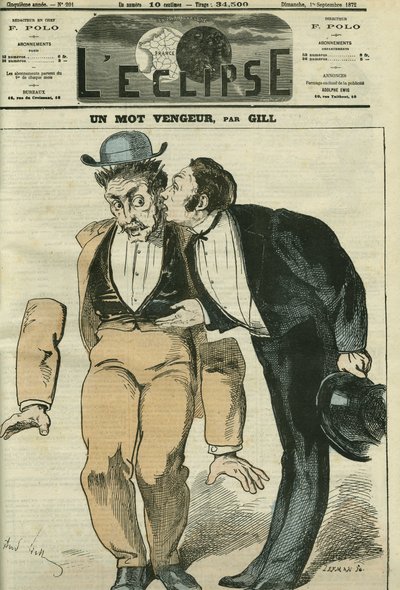 Una palabra vengativa, el primer caballero deja caer los brazos cuando escucha la palabra "censura". Portada en "L