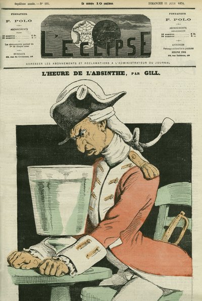 Hora del ajenjo, ilustración de un poema de Gill. Portada en 