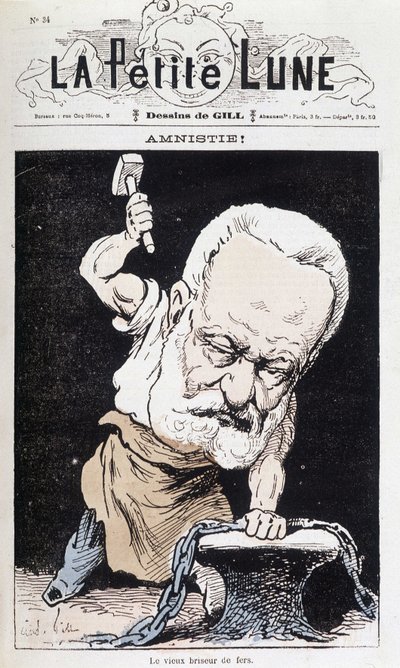 ¡Amnistía!: El viejo rompehierros (Caricatura de Victor Hugo) - por Gill, en “La Pequeña Luna” de Andre Gill