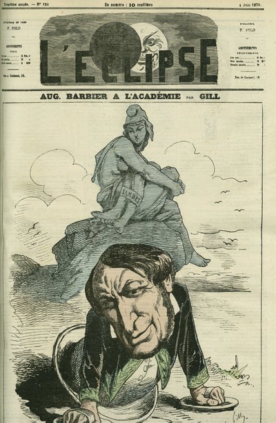 Auguste Barbier (1805-1882), poeta francés elegido para la Academia Francesa en 1869. Portada en 