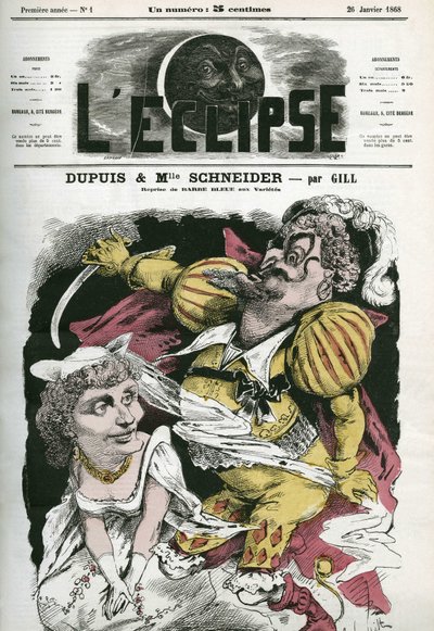 Barba Azul, ópera cómica sobre la música de Offenbach en el teatro Varietes, con Dupuis como 