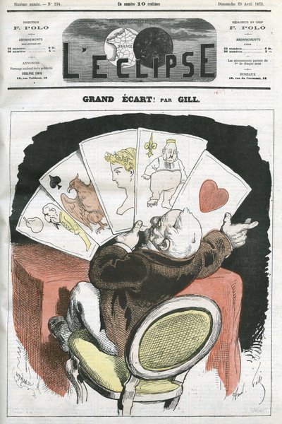 ¡Gran difusión!, caricatura sobre el gobierno del Presidente Adolphe Thiers (1797-1877). Portada en 