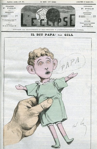 Caricatura de Napoleón Eugenio Luis Bonaparte (1856-1879), hijo de Napoleón III. Portada en L
