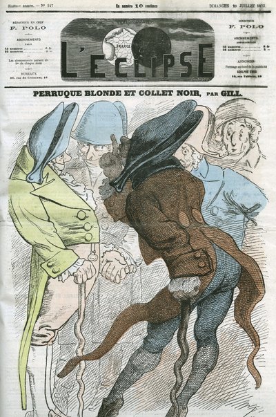 Caricatura "Peluca rubia y cuello negro". Portada en "L