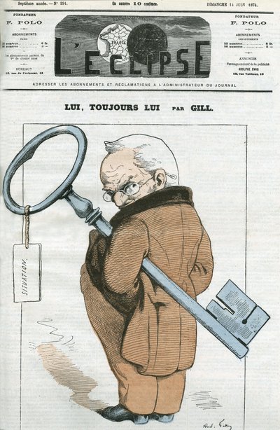 Caricatura de Adolphe Thiers (1797-1877), estadista francés. Portada en "L