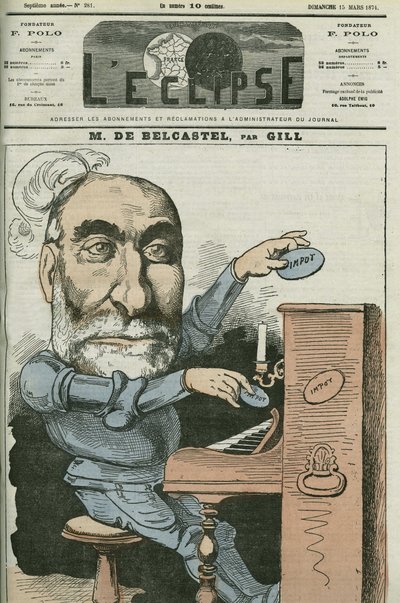 Caricatura de Gabriel de Belcastel, político francés. Portada en “L