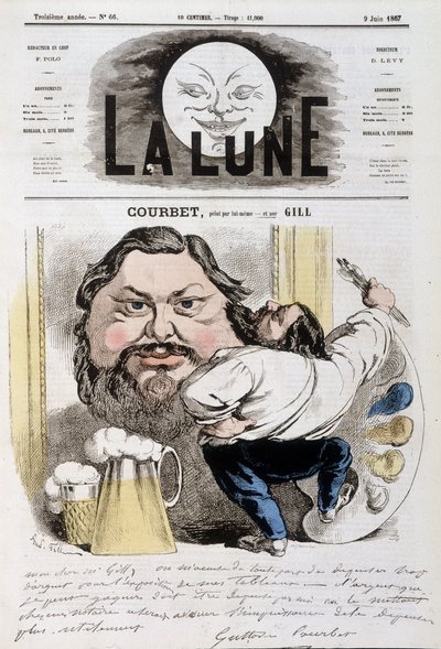 Caricatura de Gustave Courbet - Ilustración de Andre Gill (1840-1885) en "La Lune" del 09/06/1867 de Andre Gill