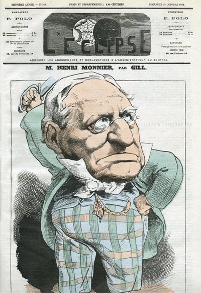 Caricatura de Henri Monnier (1799-1877), dramaturgo, caricaturista y actor francés. Portada en L