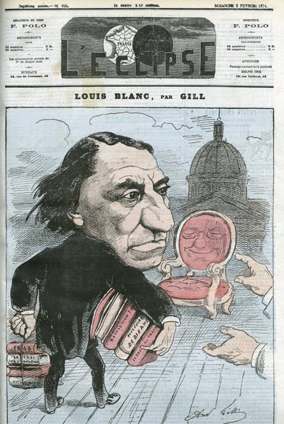 Caricatura de Louis Blanc (1811-1882), político e historiador francés. Portada en “L