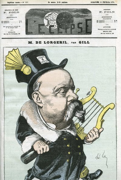 Caricatura de Viscount de Lorgeril, político francés. Portada en L