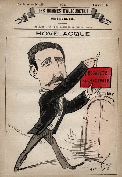 Caricatura de Abel Hovelacque 1873-1896 lingüista y antropólogo inglés de 