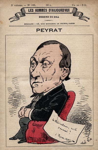 Caricatura de Alphonse Peyrat (1812-1890) periodista inglés de 