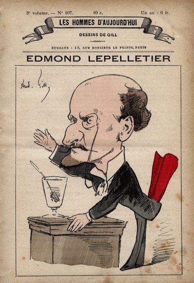 Caricatura de Edmond Lepelletier (1846-1913) periodista y escritor radical francés de 