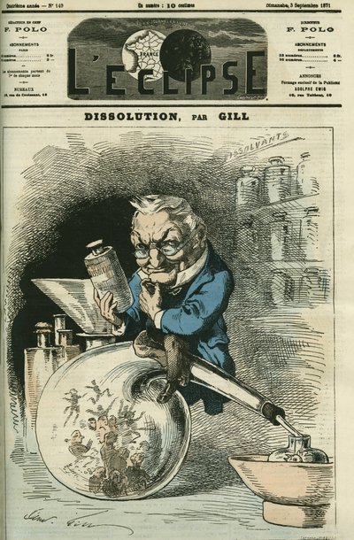 Disolución, Adolphe Thiers (1797-1877), historiador y Presidente de la República. Portada en 