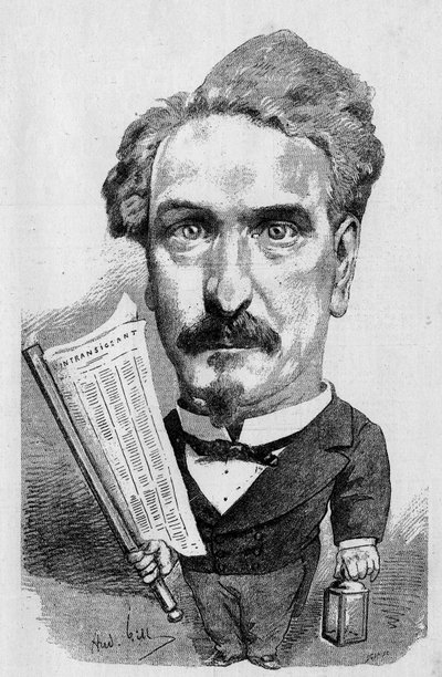 Dibujo de Andre Gill representando a Henri Rochefort (1831-1913) periodista y político francés, en “El Mundo Ilustre” de Andre Gill