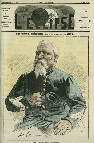 Padre Mechin, jefe carcelero de la prisión de Sainte-Pelagie en París. Portada en “L