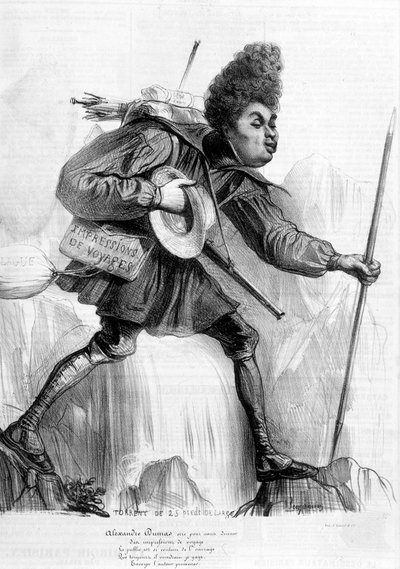 Dibujo humorístico sobre Alexandre Dumas Padre - en 