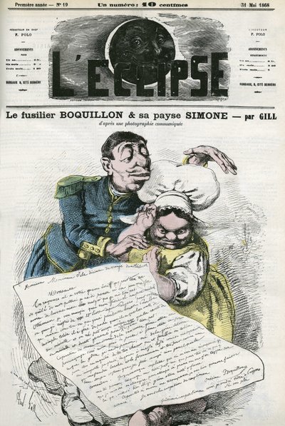 Ilustración de “Fusilier Boquillon y su campesina Simone”. Portada en “L