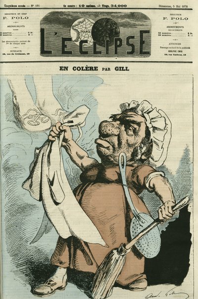 Enojada, una ilustración de una mujer haciendo su delantal. Portada en 