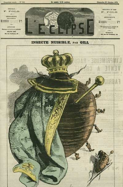 Plaga de insectos, la monarquía en cucaracha para la exposición del Cercle Agricole et Horticole du Luxembourg. Portada en “L