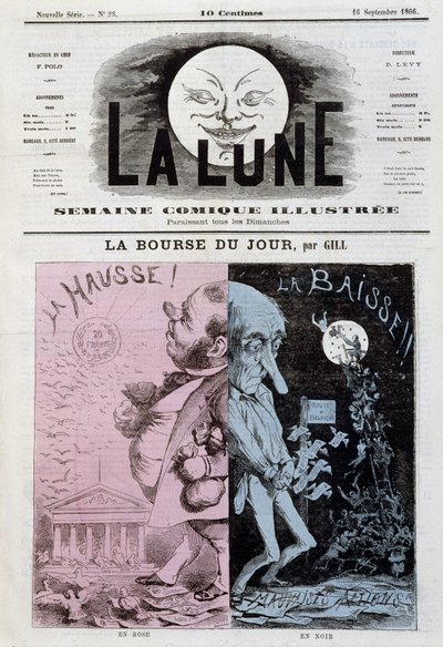 La Bolsa: subida y disminución - por Gill, en “La Lune” del 16/09/1866 de Andre Gill