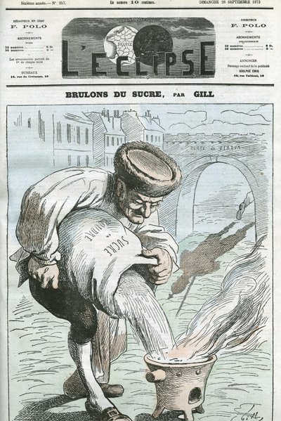 Quememos azúcar, una caricatura de la retirada de las tropas alemanas de Francia según el Tratado de Frankfurt el 16 de septiembre. Portada en “L