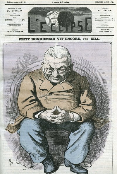 El hombrecito aún vive, caricatura de Adolphe Thiers (1797-1877), estadista francés. Portada en 