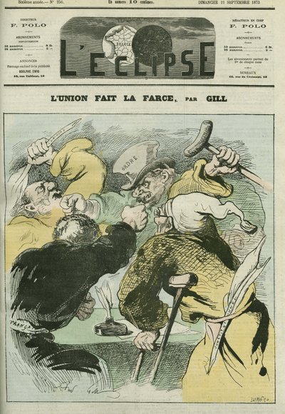 La unión hace la farsa, caricatura de los periódicos políticos 