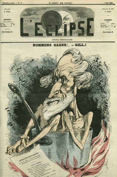 Nombre Gagne, ilustración de un candidato en una elección. Portada en "L