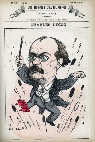 Retrato de Alexandre Charles Lecocq (1832-1918), compositor francés. Caricatura por Gill, París. de Andre Gill