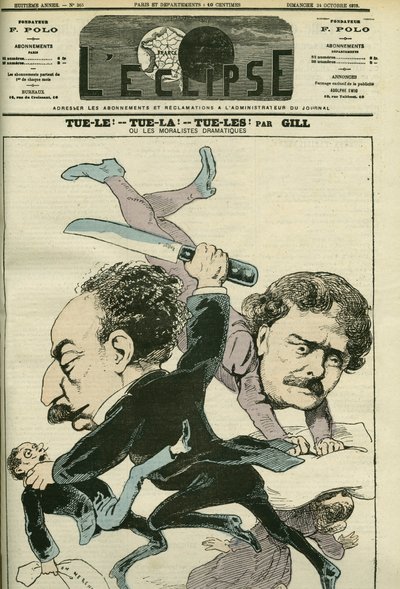 Retrato de Alexandre Dumas Jr. (1824-1895), hombre de letras francés y Ernesto Rossi. Portada en “L