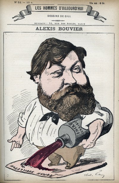 Retrato de Alexis Bouvier (1836-1892), novelista y dramaturgo popular francés. Caricatura por Gill, París de Andre Gill