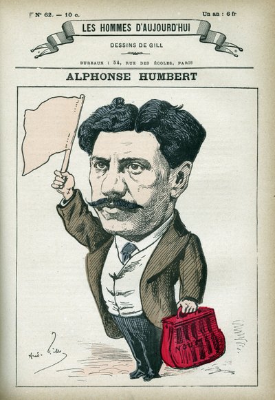 Retrato de Alphonse Humbert, político francés y comunero, fue enviado al Bagne de Toulon en 1872 y al Bagne de Noumea antes de ser amnistiado en 1879. Caricatura por Gill, París. de Andre Gill