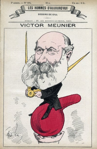Retrato de Amedee-Victor Meunier (1817-1894), periodista científico, trabajó en la divulgación de la ciencia. Caricatura de Gill, París de Andre Gill