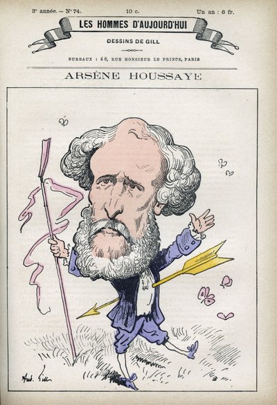 Retrato de Arsene Houssaye (1815-1896), hombre de letras francés. Caricatura de Gill, París de Andre Gill