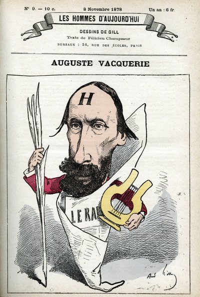 Retrato de Auguste Vacquerie (1819-1895), poeta, dramaturgo y periodista francés. Caricatura por Gill, París de Andre Gill