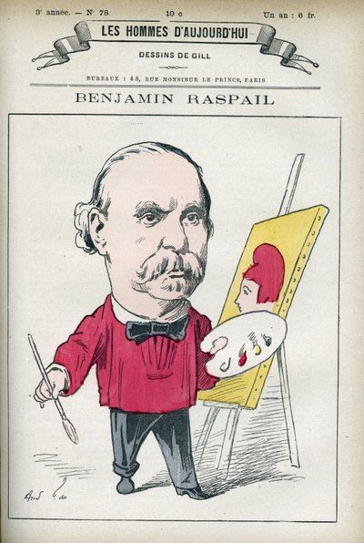 Retrato de Benjamin Raspail (1823-1899), pintor y político francés, fue el origen de la ley que hizo del 14 de julio la fiesta nacional. Caricatura de Gill, París. de Andre Gill