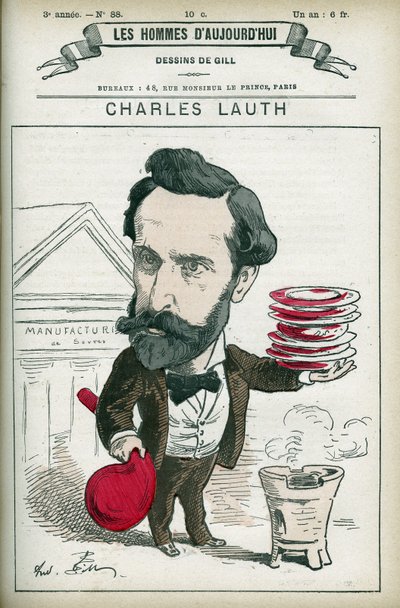 Retrato de Charles Lauth (1836-1913), un químico francés, fue director de la Escuela Superior de Física y Química Industriales (ESPCI) en París. Caricatura de Gill, París de Andre Gill