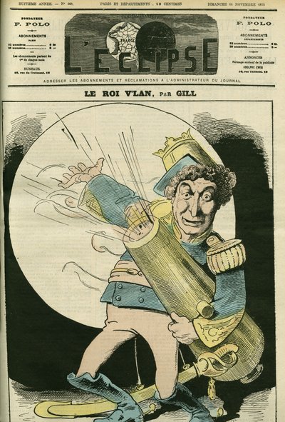 Retrato de Christian (1821-1889), cantante francés, en el papel del Rey Vlan en la obra "Le voyage dans la lune" de Jacques Offenbach. Portada en "L