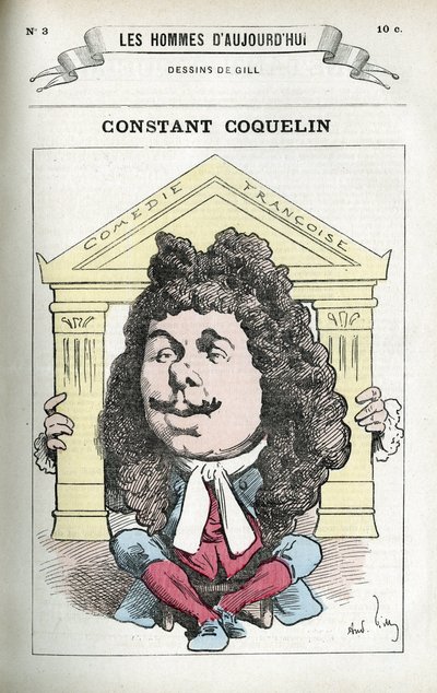 Retrato de Constant Coquelin (1841-1909), actor de teatro francés. Caricatura por Gill, París de Andre Gill