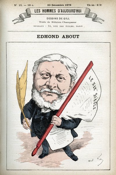 Retrato de Edmond About (1828-1885), novelista, dramaturgo y crítico de arte francés. Caricatura por Gill, París de Andre Gill