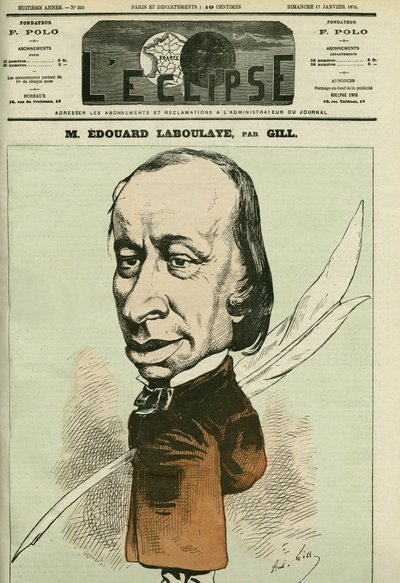 Retrato de Edouard Rene de Laboulaye (1811-1883), jurista, poeta y político francés, también fue el inventor de la Estatua de la Libertad. Portada en "L