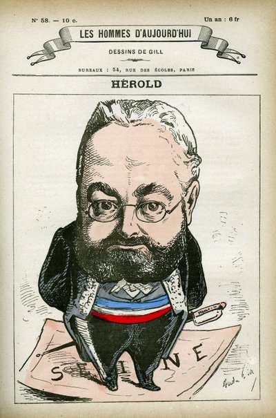 Retrato de Ferdinand Herold (1828-1882), político francés. Caricatura de Gill, París de Andre Gill