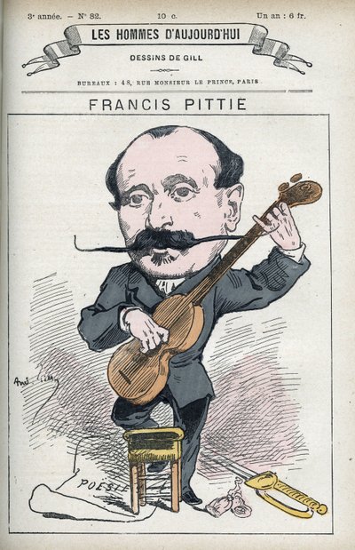 Retrato de Francis Pittie, poeta francés. Caricatura de Gill, París de Andre Gill