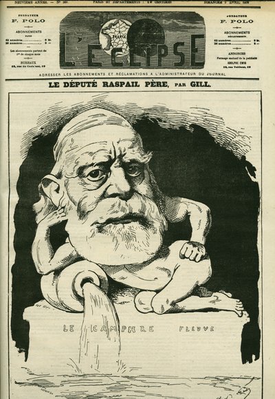 Retrato de François-Vincent Raspail (1794-1878), químico, médico y político francés. Portada en "L