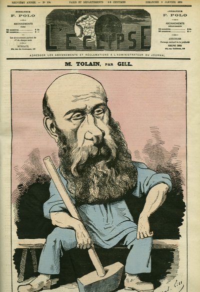 Retrato de Henri Louis Tolain (1828-1897), grabador y político francés. Portada en “L