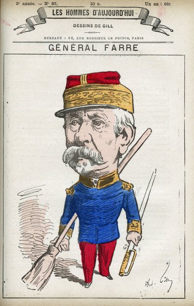 Retrato de Jean Joseph Frederic Albert Farre (1816-1887), soldado francés, fue nombrado general en 1870 y ministro de guerra. Caricatura de Gill, París de Andre Gill