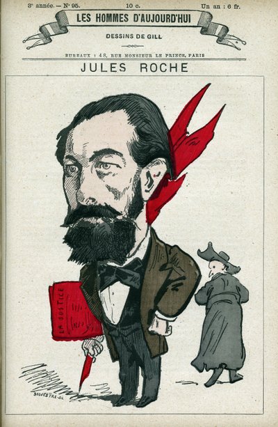 Retrato de Jules Roche (1841-1923), político francés, diputado y ministro de comercio e industria de 1890 a 1892. Caricatura de Gill, París de Andre Gill