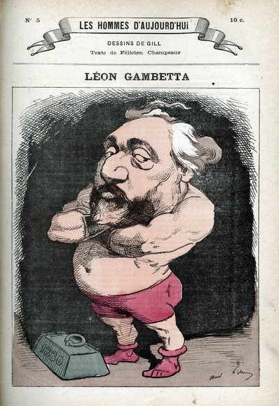 Retrato de Leon Gambetta (1838-1882), político francés. Caricatura de Gill, París de Andre Gill
