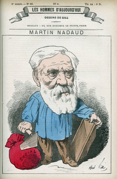 Retrato de Martin Nadaud (1815-1898), maestro y político francés, fue diputado de la Creuse de 1876 a 1889. Caricatura de Gill, París de Andre Gill